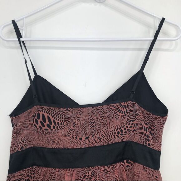 Express Black Mauve Silk Graphic Design Chiffon Baby Doll Tank Blouse - Picture 6 of 11
